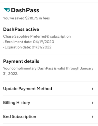 door dash savings history from using the dash pass